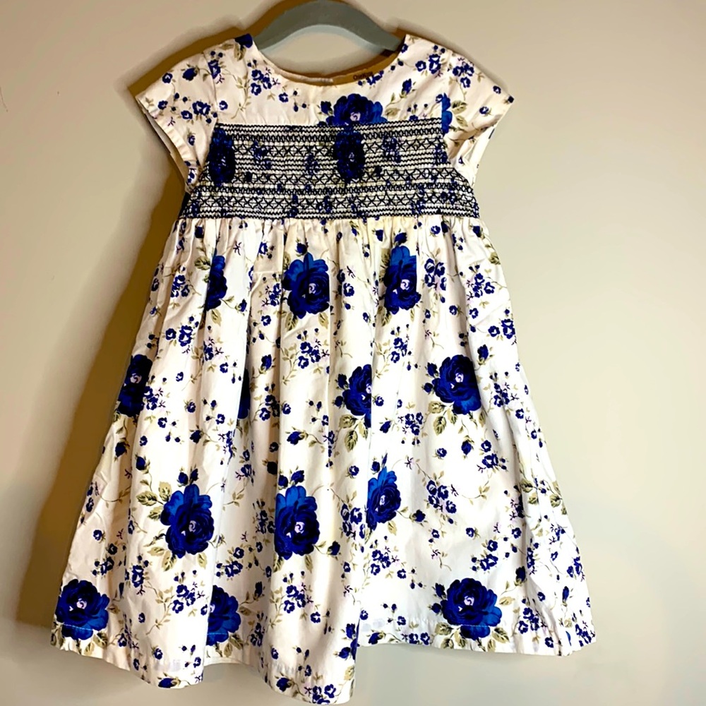 *SOLD* 3T white and royal blue floral dress